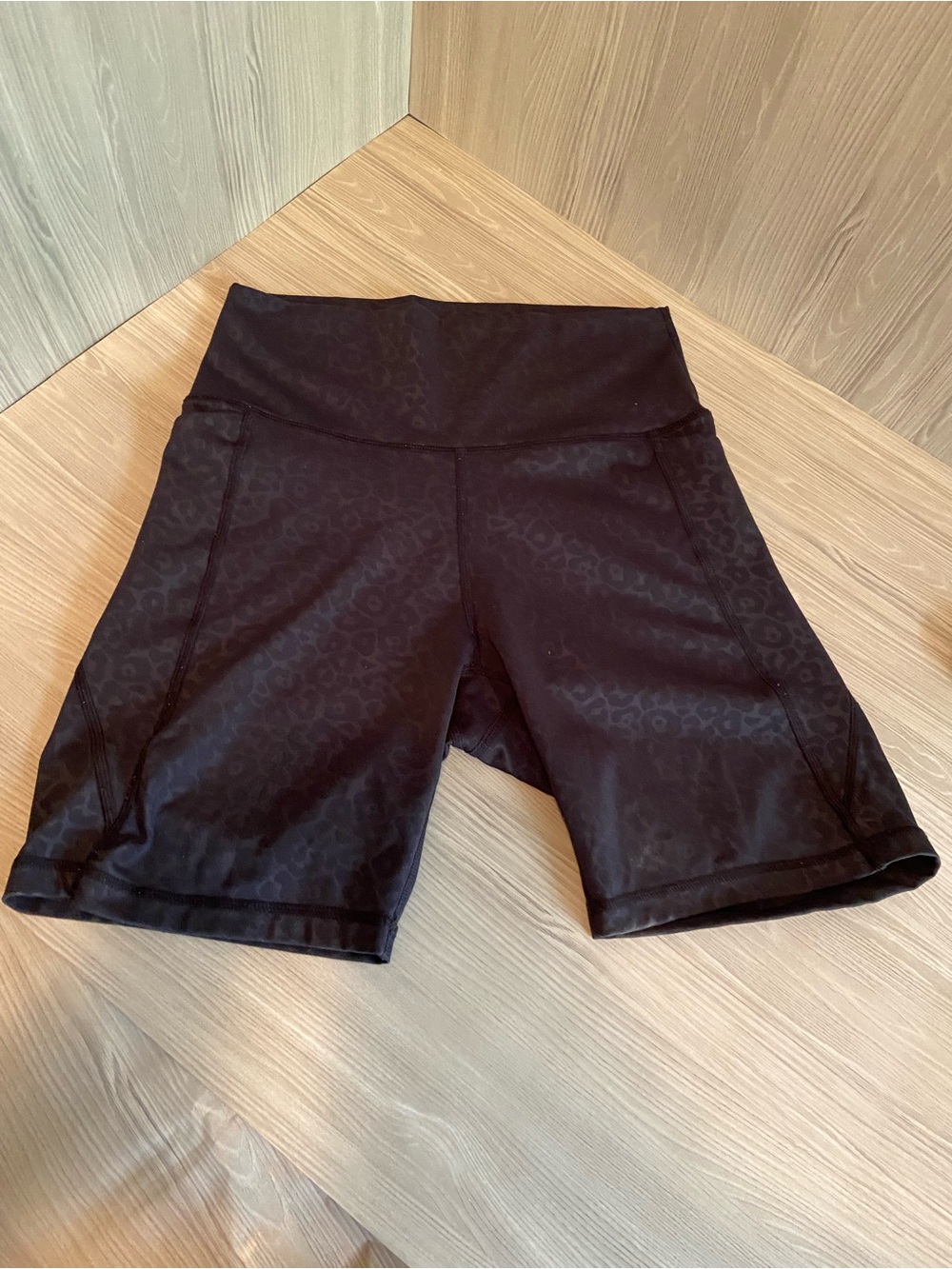 Source Unknown Black Jacquard High-Waist Bike Shorts
